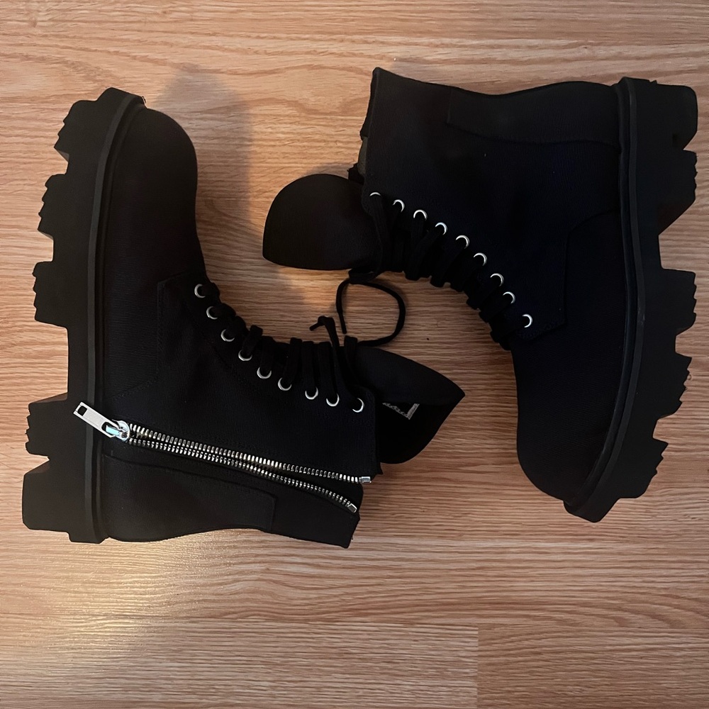 Rick Owens DRKSHDW Black Canvas Megatooth Boots